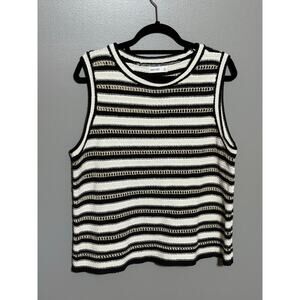 NWOT Nine West Crocheted Tank Top XXL with Black Tank Underlay Black, Gold White